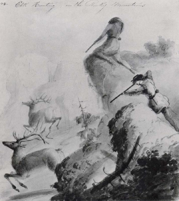 Miller, Alfred Jacob Elk Hunting in the Rocky Mountatins